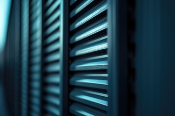 Poster - A close-up view of a metal door with shutters, perfect for use in architectural or interior design projects