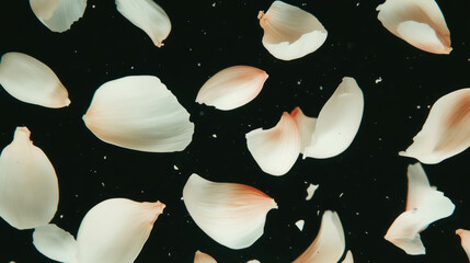 Poster - Floating garlic cloves on dark background for culinary design and kitchen decor