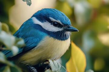 Poster - A blue and white bird perched on top of a tree branch, natural scenery