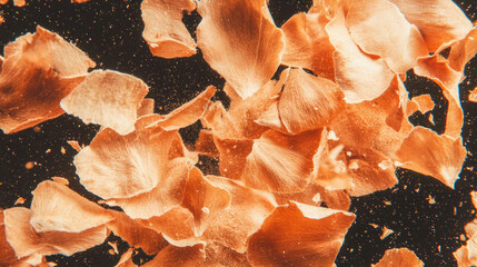 Poster - Floating nutmeg shavings with warm light in abstract background design