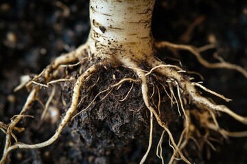 Poster - A close-up view of the roots of a plant, highlighting its natural beauty and complexity