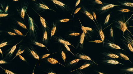 Poster - Floating rye stalks background with green and dark tones