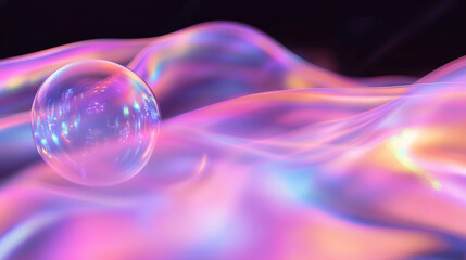 Aufkleber - Mesmerizing background of floating soap bubbles and iridescent waves
