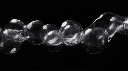Aufkleber - Abstract art with floating transparent spheres on black background