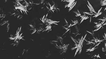 Poster - Intricate frost patterns on glass surface - winter chill background design
