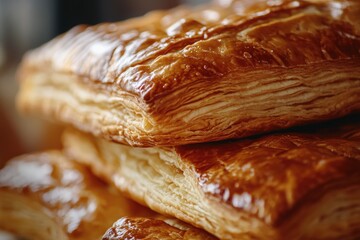 Poster - Freshly baked croissants stacked on top of each other, ready to be enjoyed