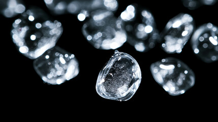 Poster - Abstract frozen water droplets with light reflections for winter design