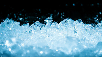 Poster - Frozen water droplets creating a sparkling winter scene with light reflection