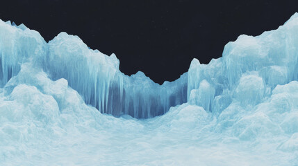 Poster - Majestic frozen waterfall and ice formations under starry sky