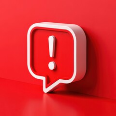 Poster - Alert Icon: A bold, three-dimensional exclamation mark within a speech bubble against a vibrant backdrop. The striking visual signifies an urgent message or alert, grabbing immediate attention.