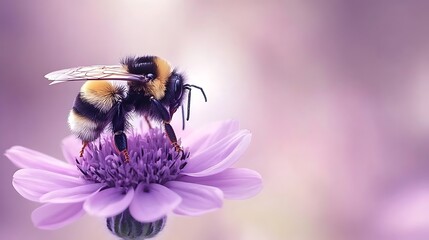 Sticker - bee on pink flower