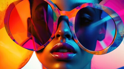Aufkleber - Close-up shot of a person with sunglasses on their face