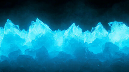 Poster - Enchanting glowing blue ice cave with crystalline formations