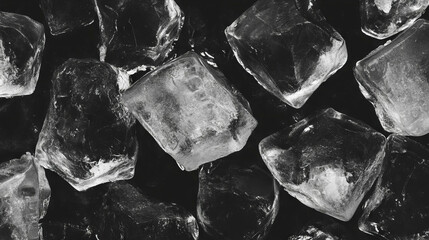 Poster - Abstract background of ice cubes with dark stones for design elements
