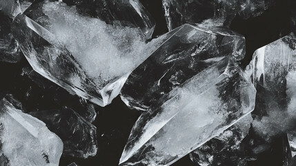 Poster - Textured background of ice and dark stones with frosty details