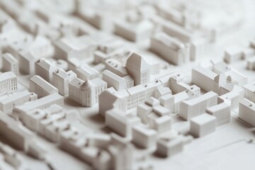 Poster - A detailed view of a city model with buildings and streets, perfect for urban-themed projects
