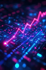 Poster - Digital graph depicting glowing financial growth on a dark futuristic background
