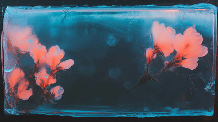 Poster - Enchanting frozen plant in ice texture for winter design