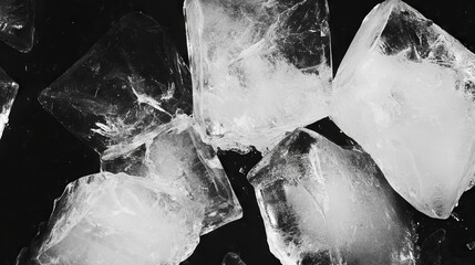 Poster - Cracked ice background with dark inclusions for cool texture and design