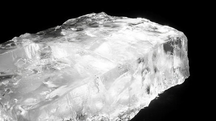 Poster - Shimmering ice block with textured surface on black background