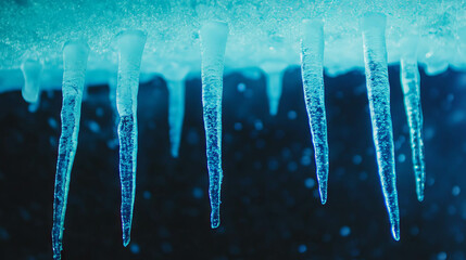 Poster - Winter wonderland with icicles on a frozen surface for seasonal decor and design
