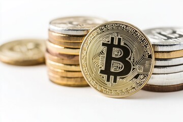 Poster - A pile of coins stacked on top of each other