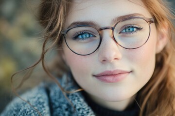 Aufkleber - Close-up shot of a woman wearing glasses