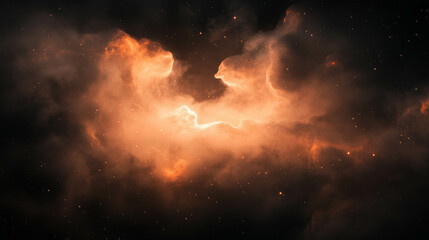 Poster - Glowing nebula remnants with luminous gas clouds in deep space