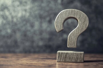 Aufkleber - A single wooden question mark sits on a table, perfect for use in editorial or humorous contexts