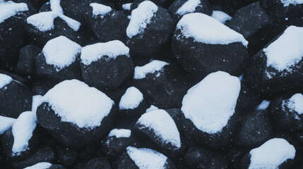 Poster - Snow covered rocks with varied textures for winter background design