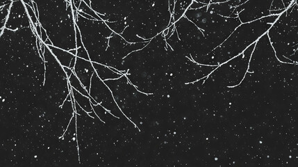 Poster - Winter serenity scene of snowfall on bare tree branches ideal for seasonal design