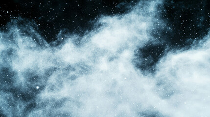 Poster - Dynamic winter scene of snow particles blown by strong wind