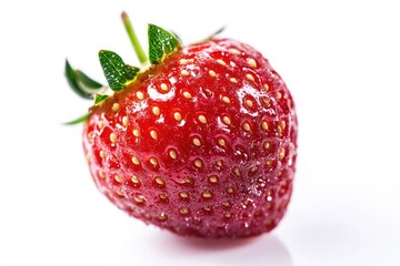 Poster - A fresh strawberry on a clean white surface