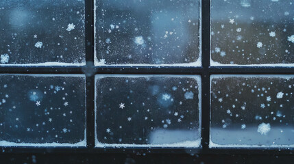 Aufkleber - Winter serenity: snowflakes glistening on a frosted window background