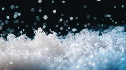 Poster - Glowing snowflakes melting on dark surface - winter transition concept for background use