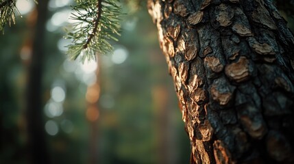 Poster - A close-up shot of a tree trunk in a forest, perfect for use in nature and outdoor-themed projects