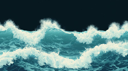 Aufkleber - Dramatic stormy sea with crashing waves for coastal decorations