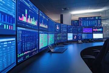Poster - A modern workspace setup with multiple screens and devices