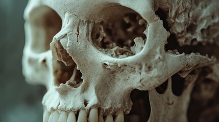 Aufkleber - A close-up view of a human skull with visible teeth