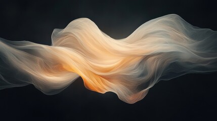 Poster - Flowing silk abstract art digital creation minimalist dark background ethereal concept