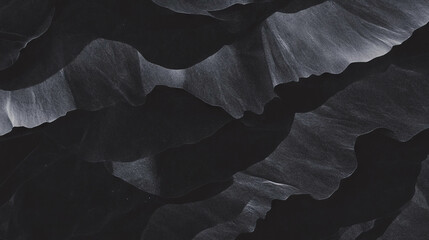 Poster - Abstract black rumpled paper texture for creative design and overlay enhancements