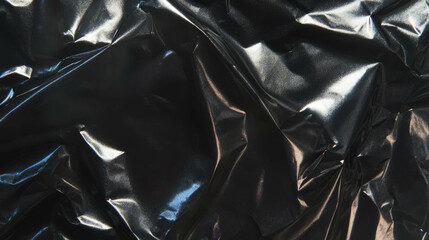Poster - Black rumpled paper texture with defined creases for design and background