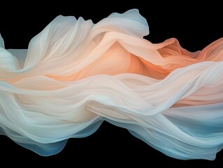 Poster - flowing abstract fabric design digital art soft colors black background creative concept