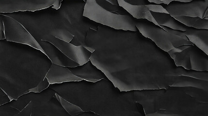 Poster - Abstract black torn rumpled paper texture for creative overlay design