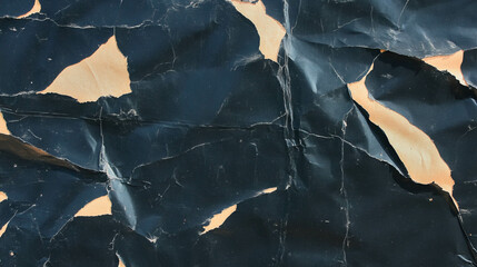 Poster - Abstract black torn rumple paper overlay texture for creative design