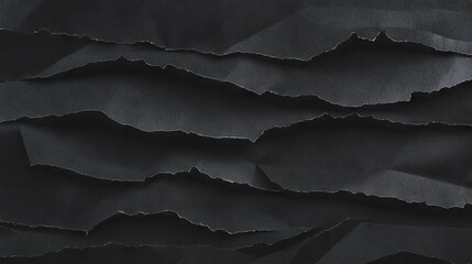Poster - Abstract overlay of black torn and rumpled paper texture for creative background designs