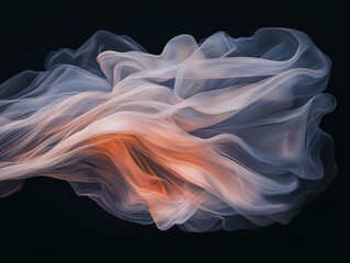 Poster - Flowing fabric dynamics abstract art digital creation dark background close-up fluid motion