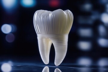 Poster - A tooth with a toothbrush placed on top, a simple hygiene setup