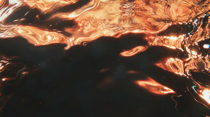 Poster - Polished copper texture overlay with fluid abstract patterns for creative design