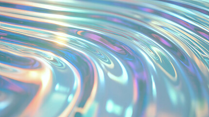 Poster - Vibrant iridescent waves with rounded horizontal ribbed texture